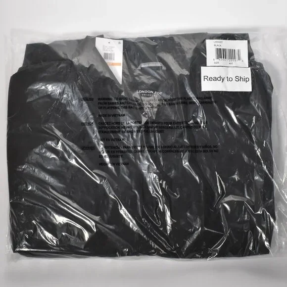 London Fog Auburn Golf Jacket Men 4XT Black Light Weight Zip Front Coat New - Picture 5 of 8